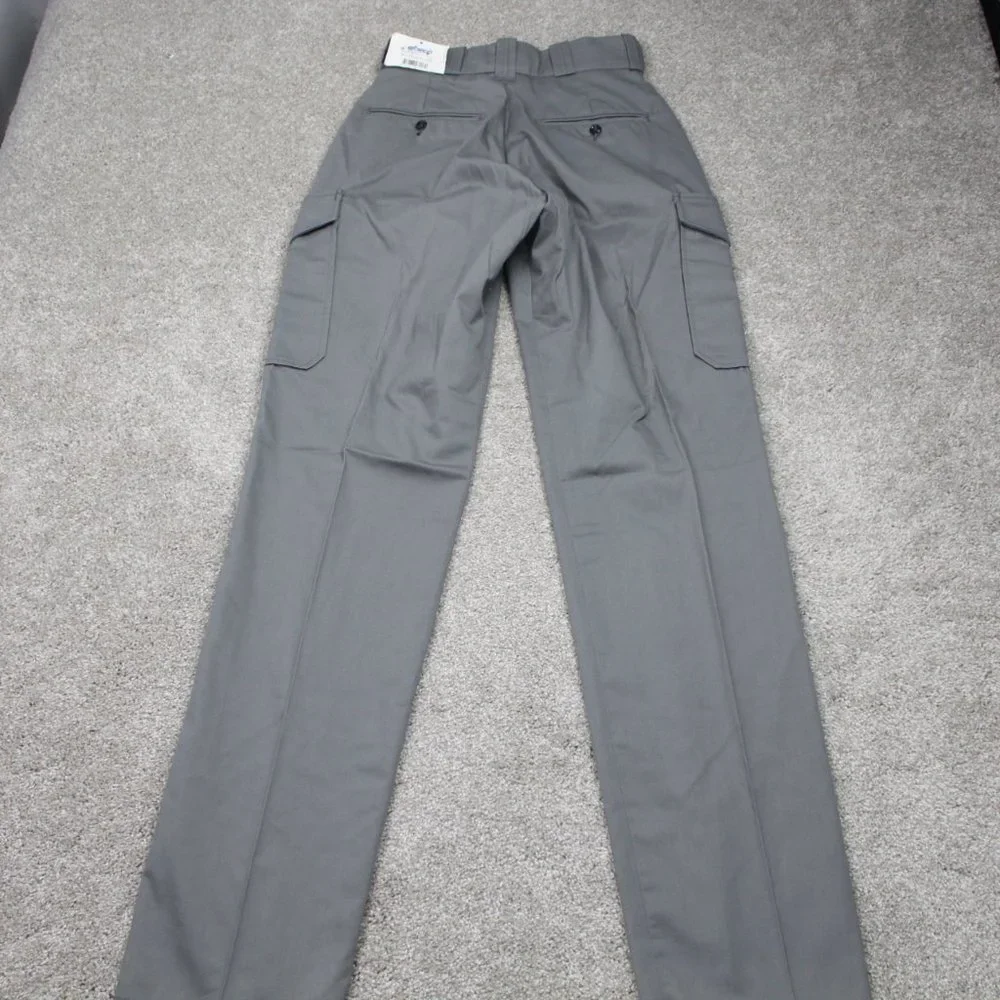 Elbeco Pants NWT Men 26 Gray Cargo Pocket Cotton/Polyester Straight Leg Unhemmed
